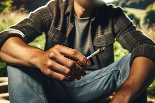 En mand holder en cannabis