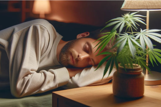 Sovende mand med cannabisplante ved siden af sig