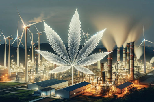 Cannabisblad i et kraftværk