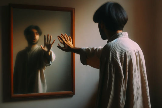 Mand står foran et spejl