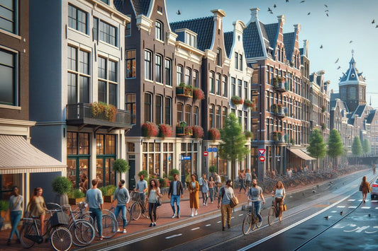 Scene på gaderne i Amsterdam