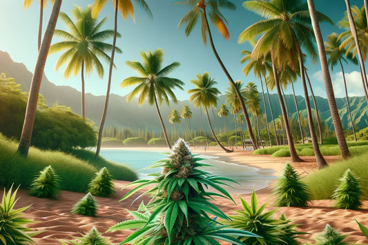 Cannabisplante på en strand