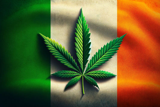 Det irske flag og et cannabisblad
