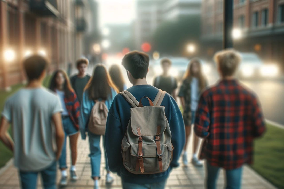 Gruppe af teenagere på gåtur