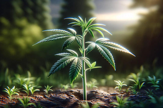 Tidligt stadium af en voksende cannabisplante