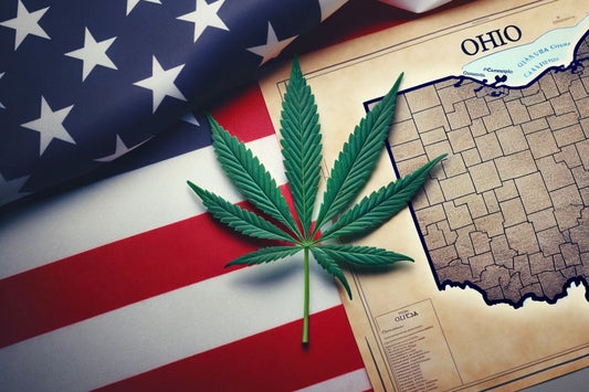 Cannabisblad, USA's flag, kort over Ohio