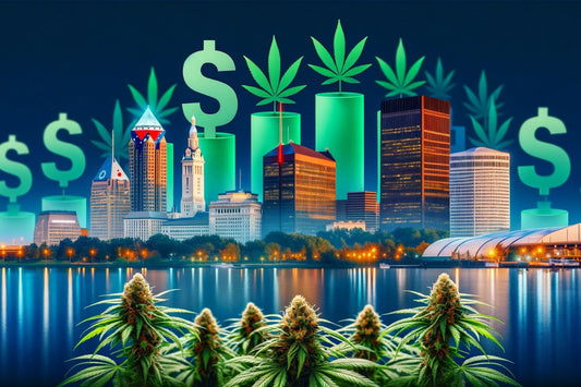 Cannabis med bybillede fra Ohio i baggrunden