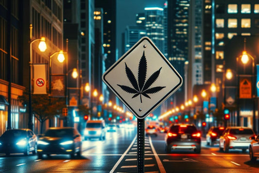 Cannabis-skilt midt på gaden