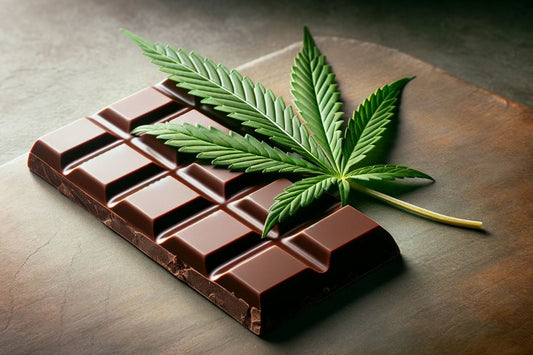 Chokoladebar og cannabisblad