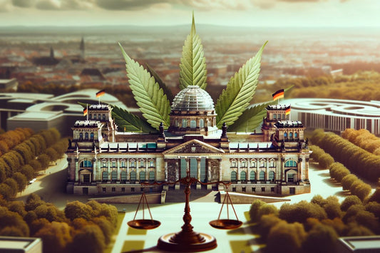 Tysk bygning med cannabisblad