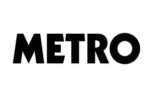 Metro-avisens logo med fed sort skrift på hvid baggrund.
